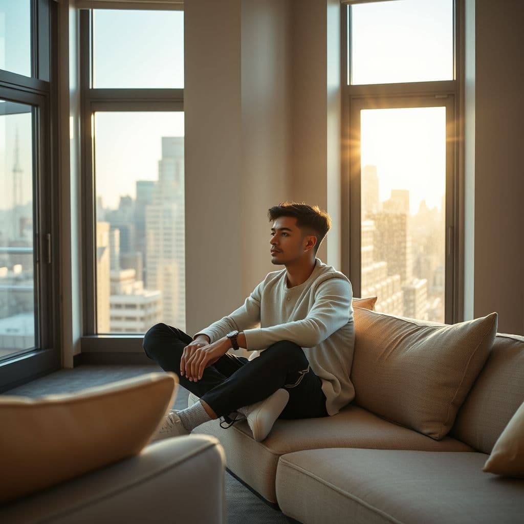 Plex reflexionando sobre el éxito financiero en un entorno moderno.