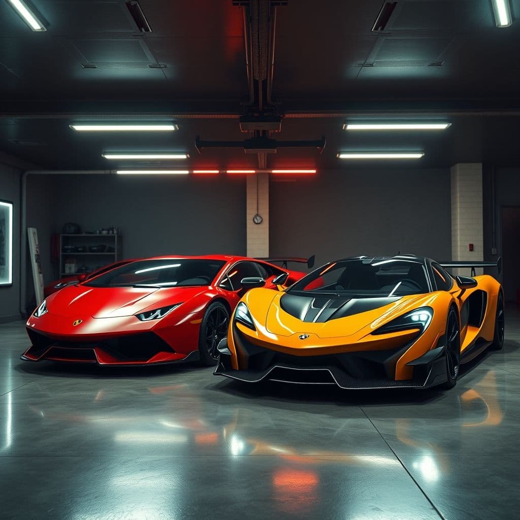 Garaje de lujo de Jason Statham con su Lamborghini Murciélago y McLaren Senna