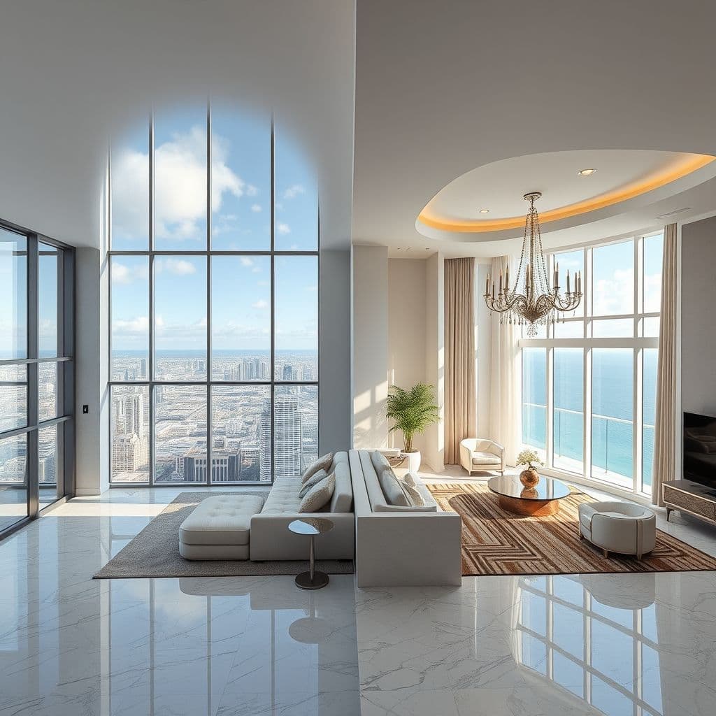 Comparación entre dos apartamentos de lujo modernos con vistas panorámicas