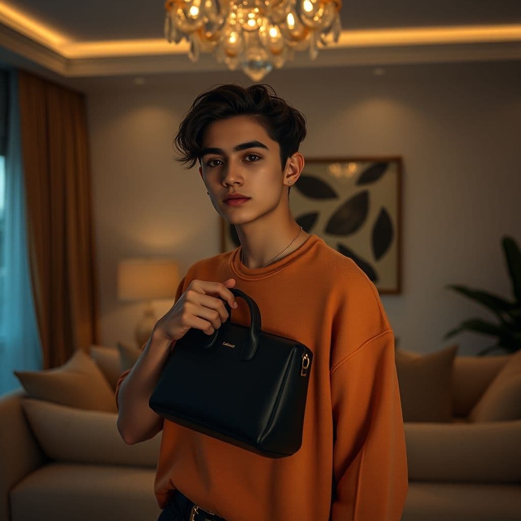 Jazz mostrando un bolso de lujo en su vlog con detalles sospechosos de falsificación.